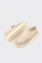 Beige Leather Men's Casual Shoe