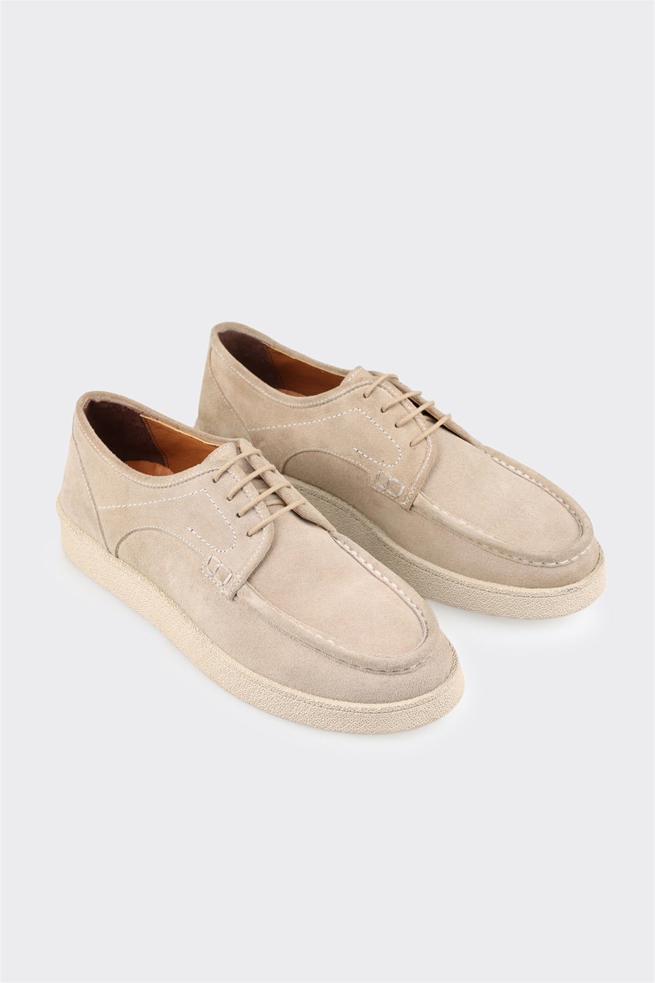 Beige Leather Men's Casual Shoe