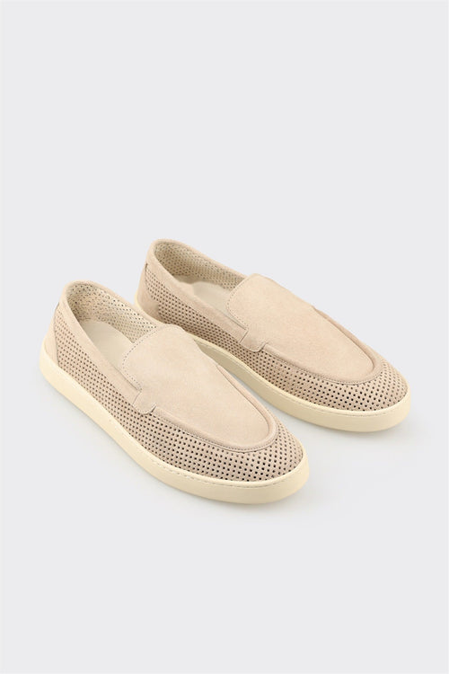 Beige Leather Men's Casual Shoe