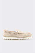 Beige Leather Men's Casual Shoe