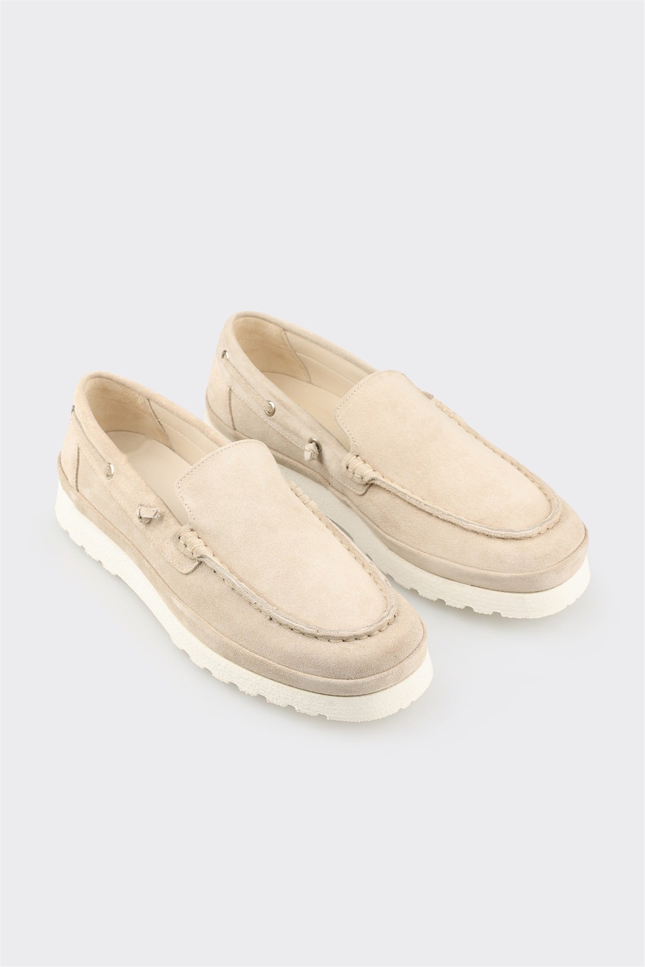 Beige Leather Men's Casual Shoe