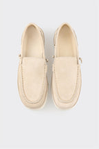 Beige Leather Men's Casual Shoe