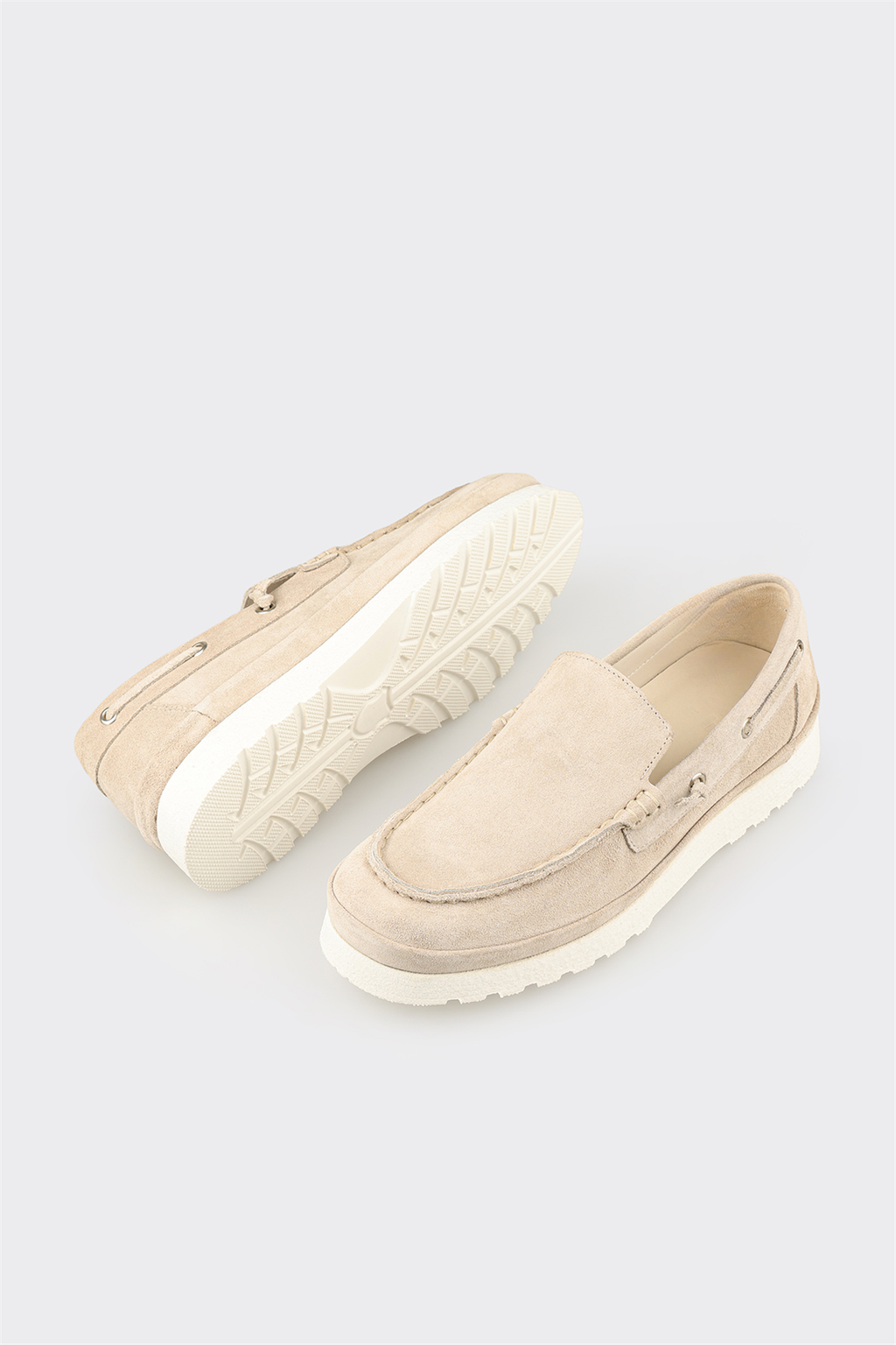 Beige Leather Men's Casual Shoe