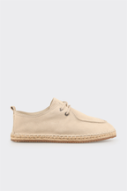 Beige Leather Men's Casual Shoe