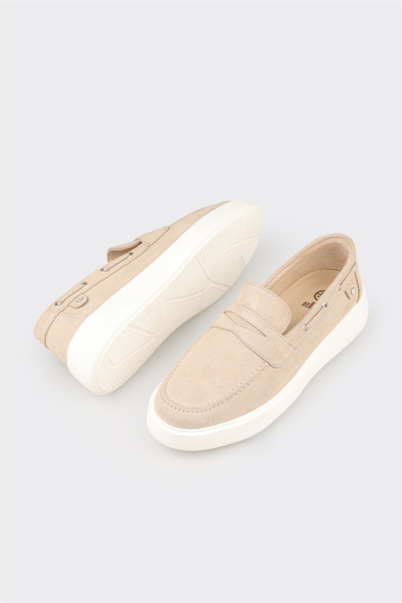 Beige Leather Men's Casual Loafer
