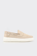 Beige Leather Men's Casual Loafer