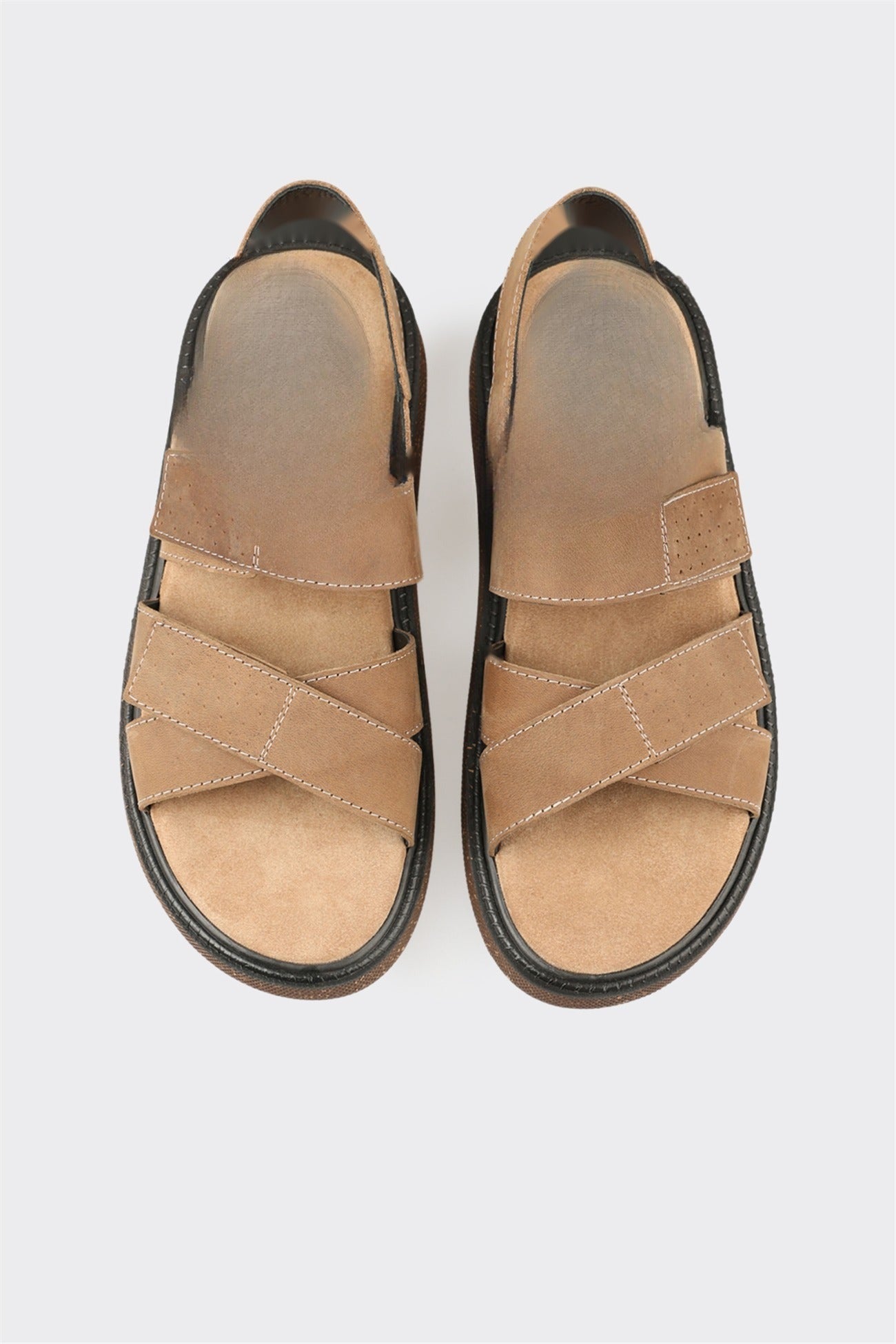 Beige Leather Men's Sandal