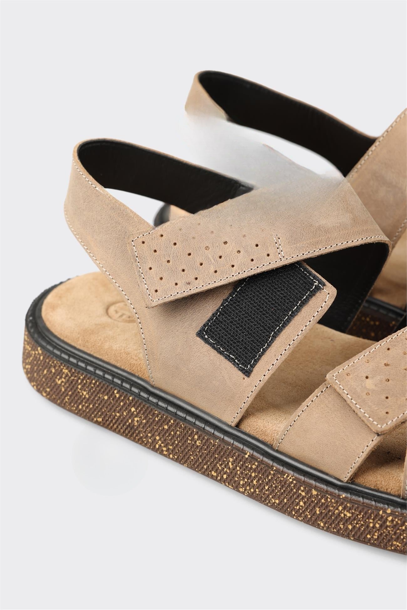 Beige Leather Men's Sandal