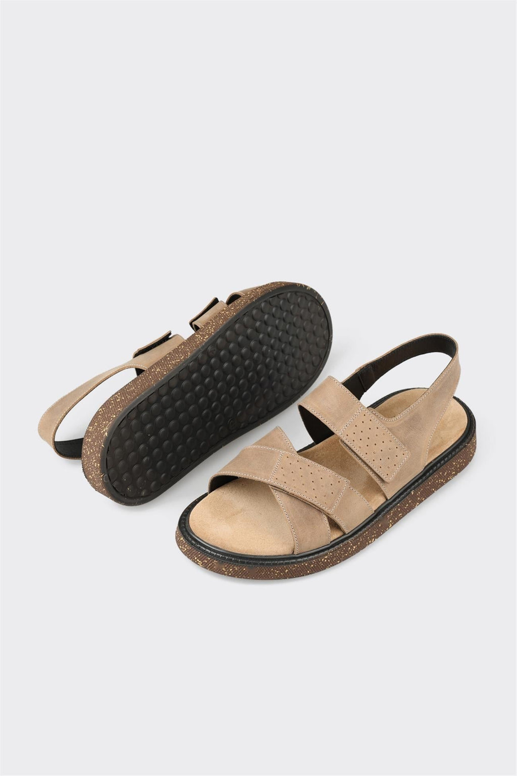Beige Leather Men's Sandal