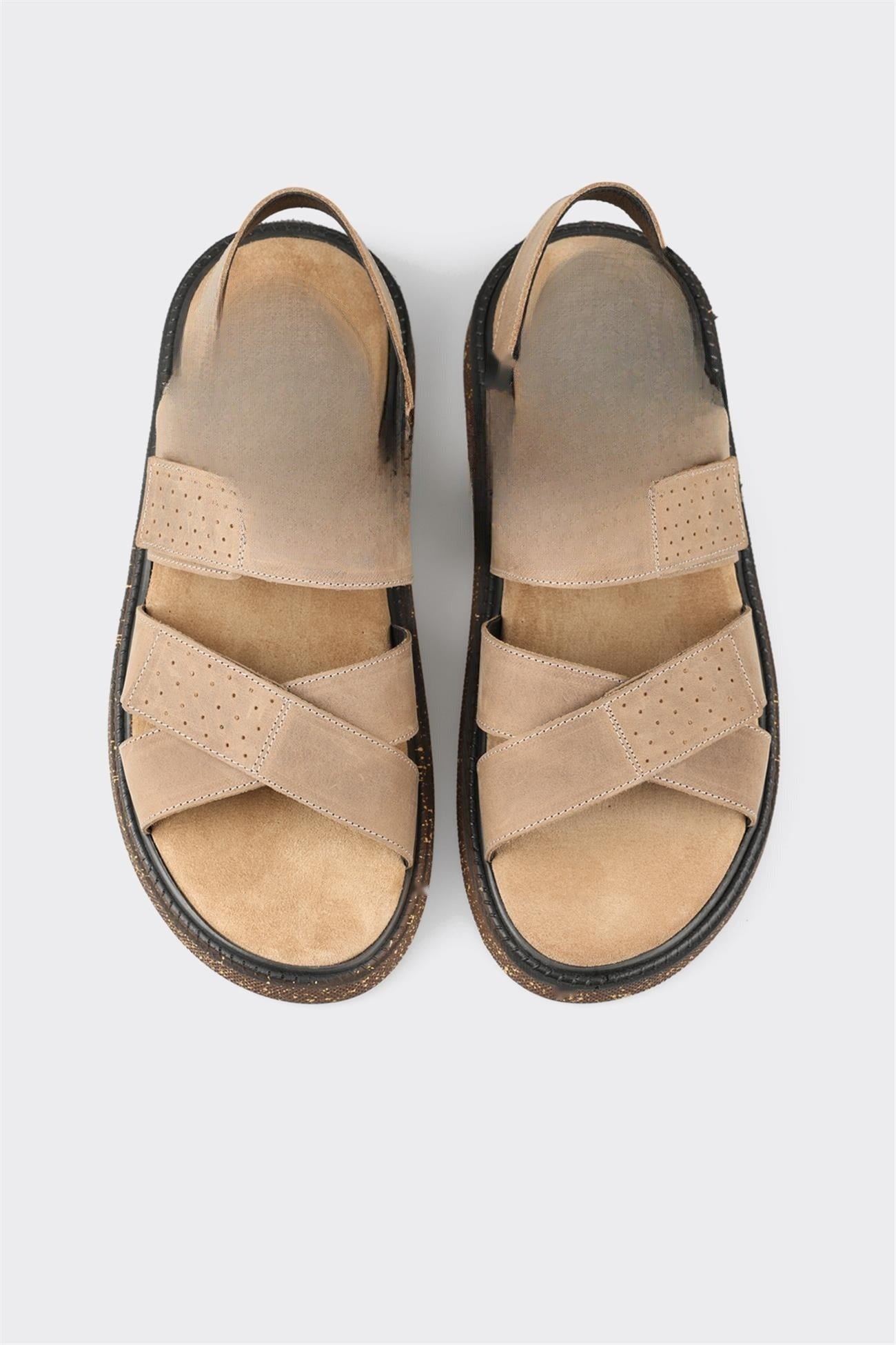 Beige Leather Men's Sandal