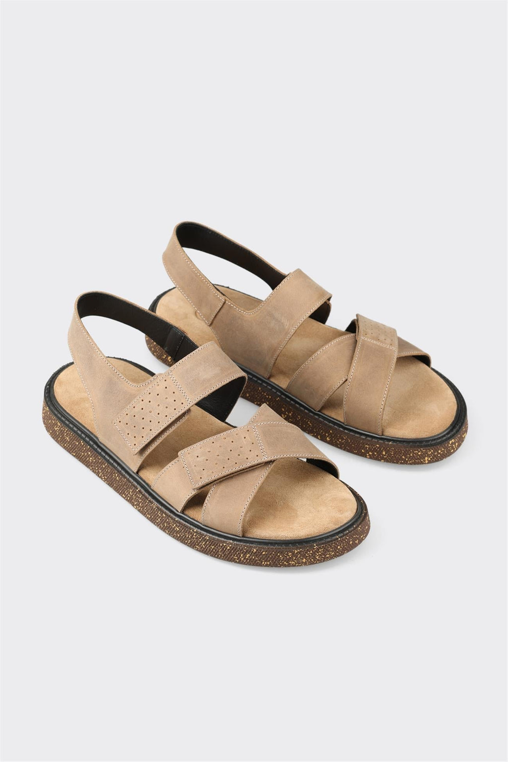 Beige Leather Men's Sandal