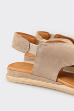 Beige Leather Women's Flat Sandal