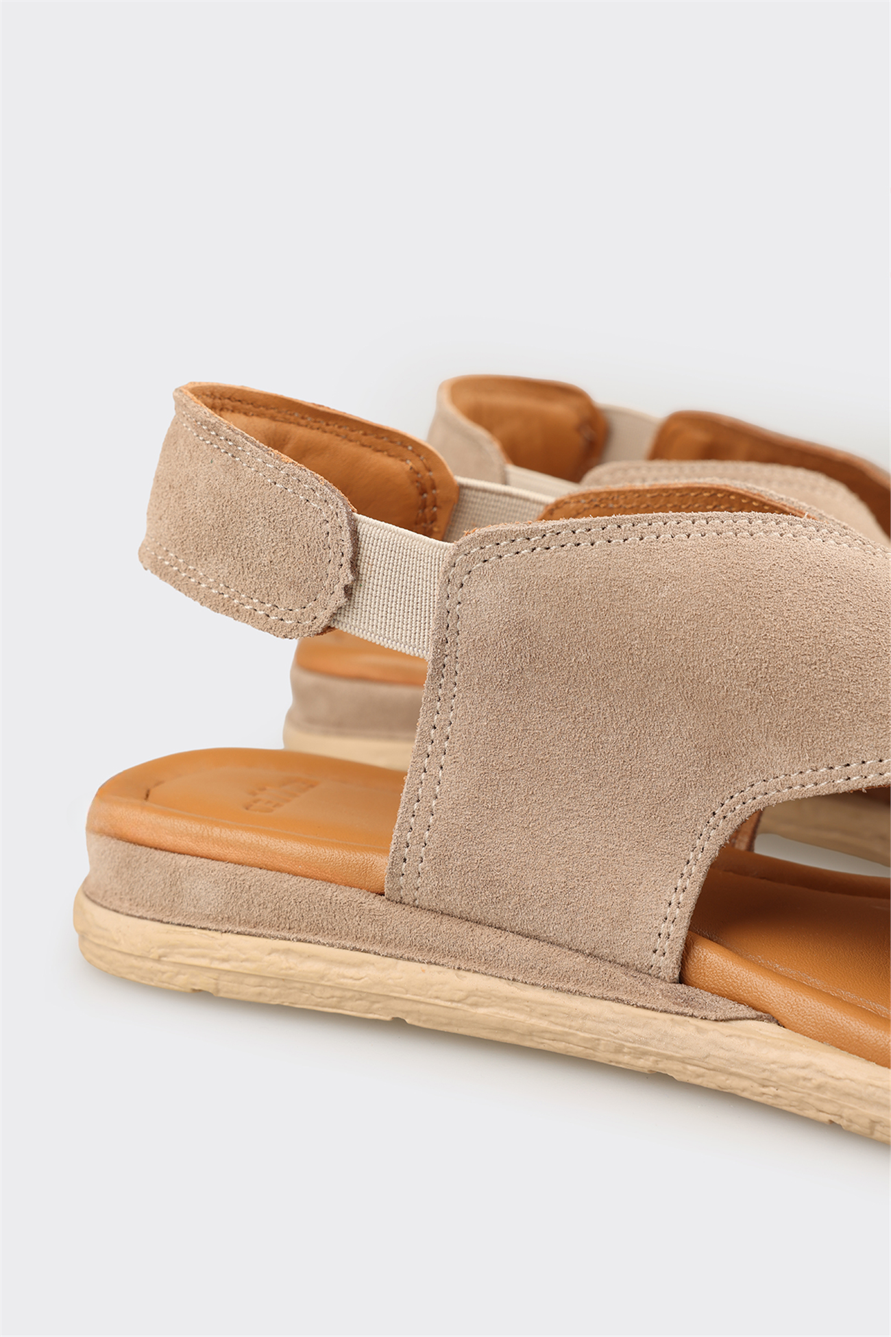 Beige Leather Women's Flat Sandal