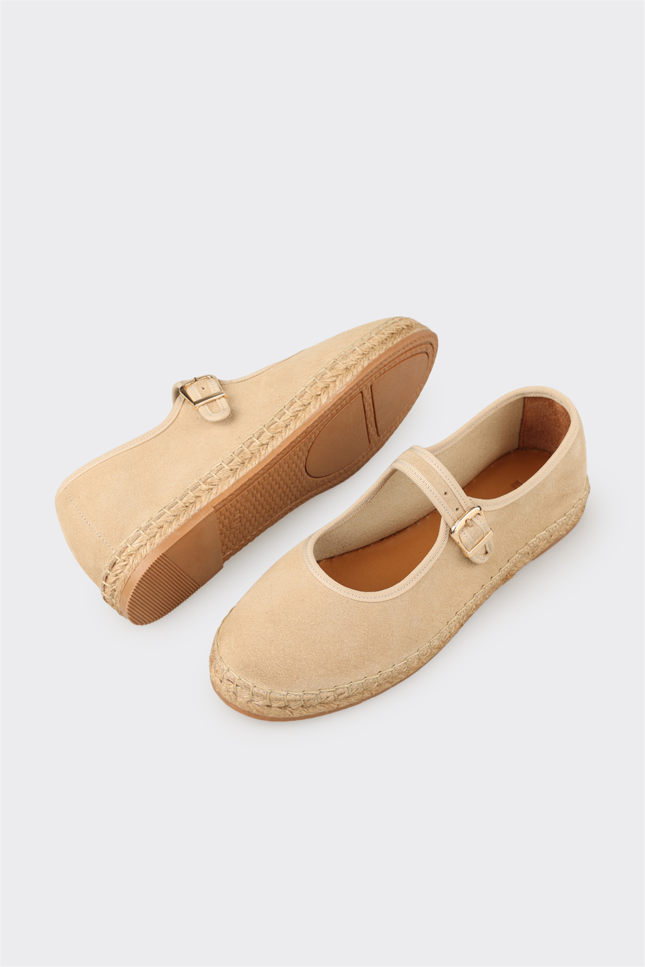 Beige Leather Women's Espadrille