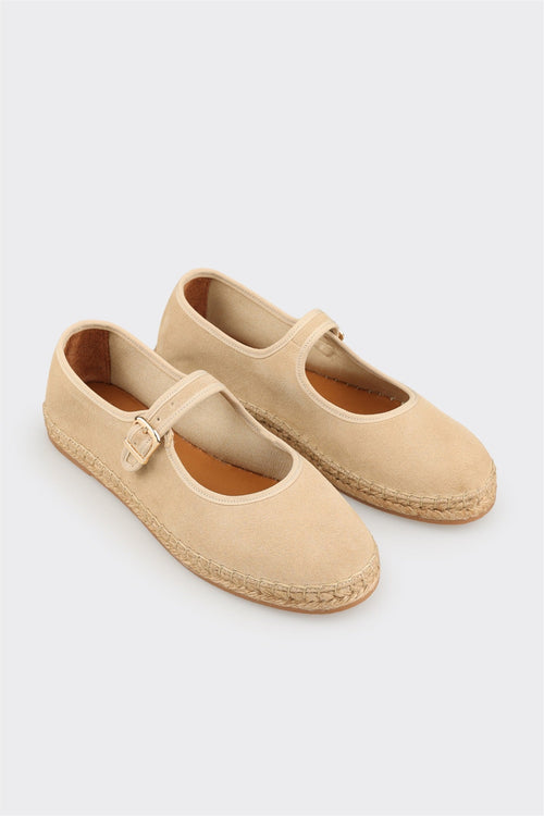 Beige Leather Women's Espadrille