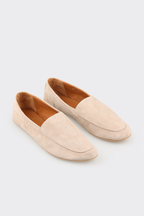 Beige Leather Women's Casual Shoe
