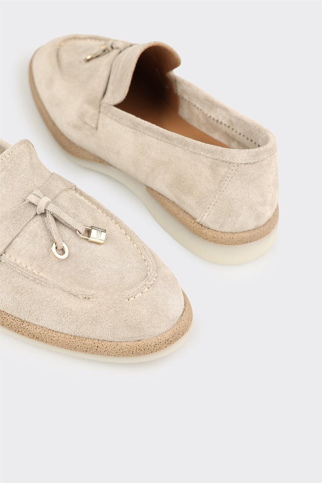 Beige Leather Women's Casual Shoe