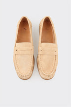 Beige Leather Women's Casual Shoe