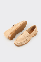 Beige Leather Women's Casual Shoe