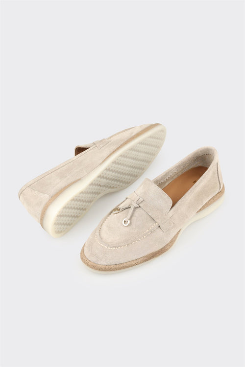 Beige Leather Women's Casual Shoe