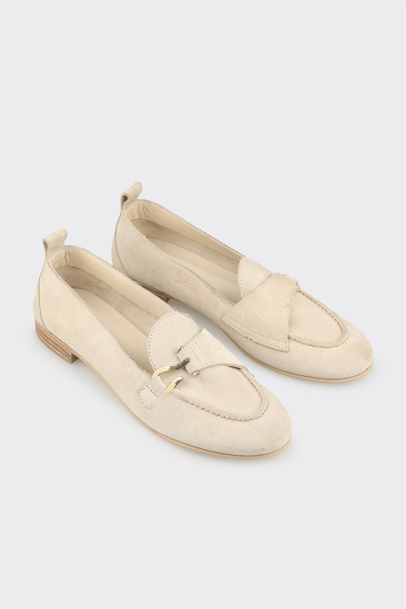 Beige Leather Women's Loafer
