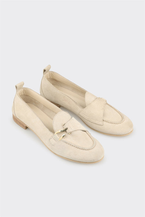 Beige Leather Women's Loafer