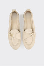 Beige Leather Women's Loafer