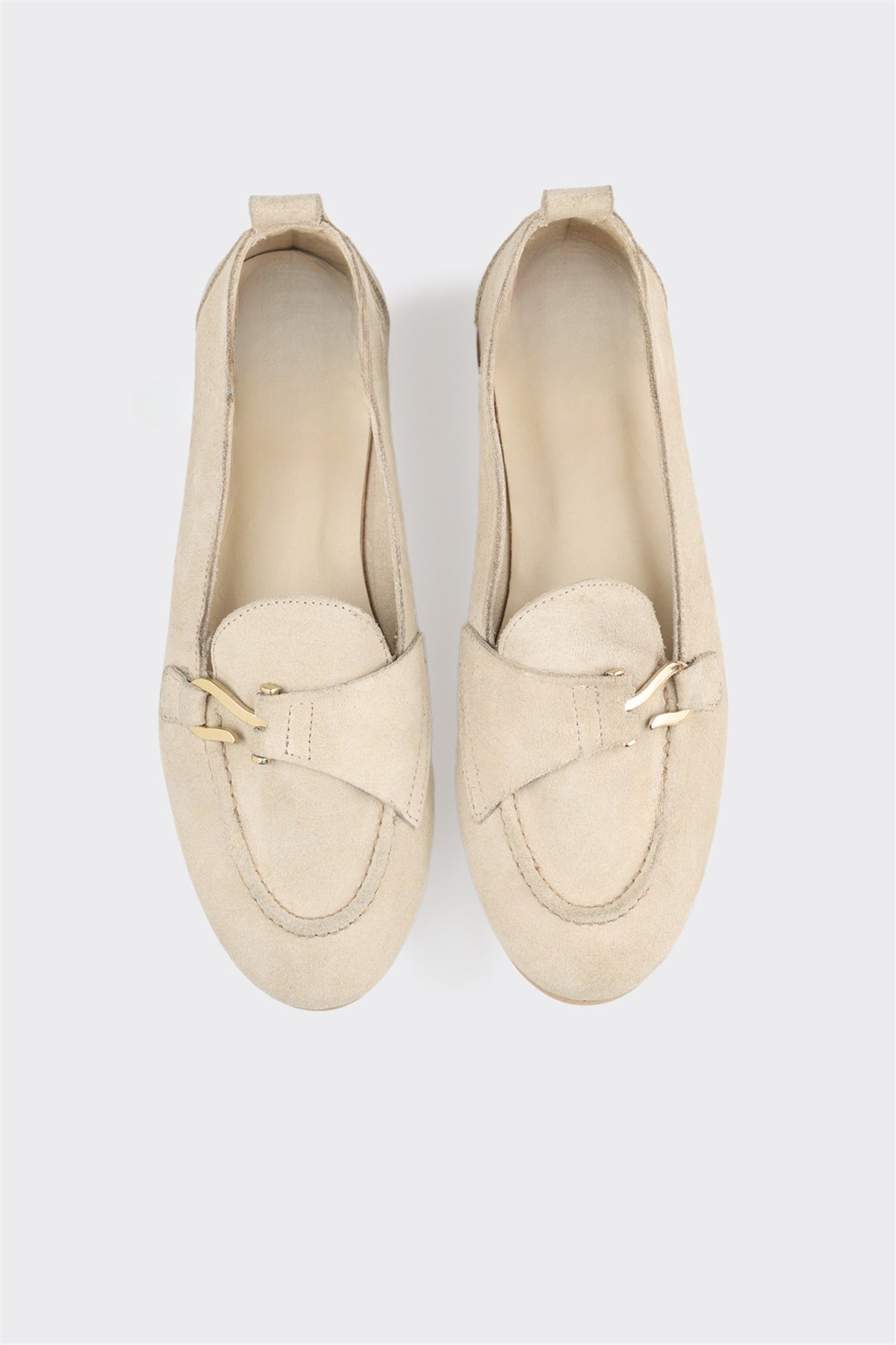 Beige Leather Women's Loafer