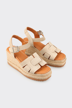 Beige Leather Women's Sandal