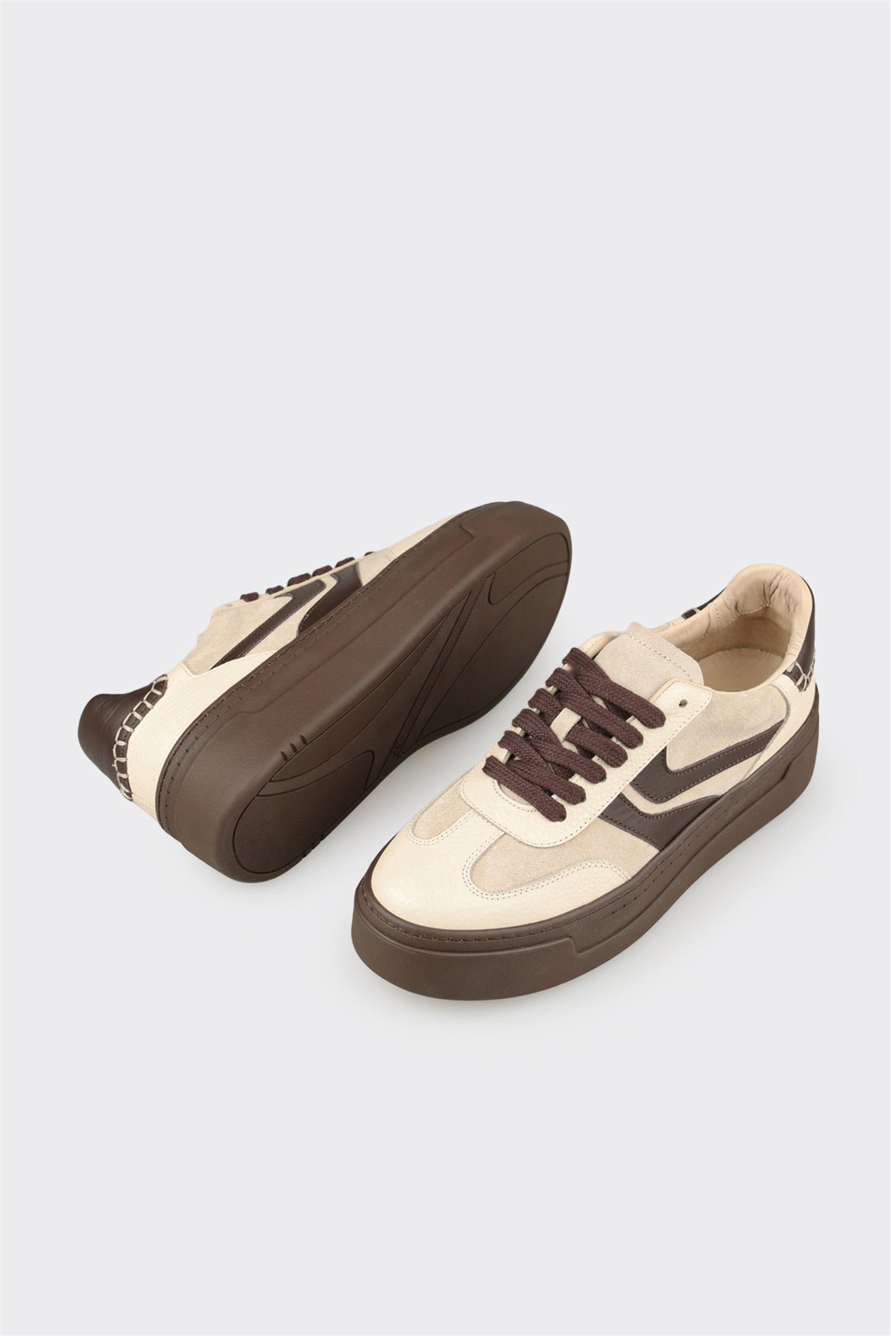 Beige Leather Women's Sneaker