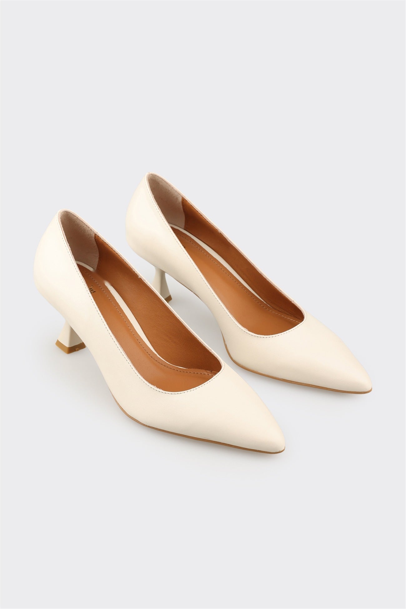 Beige Leather Women's Stiletto