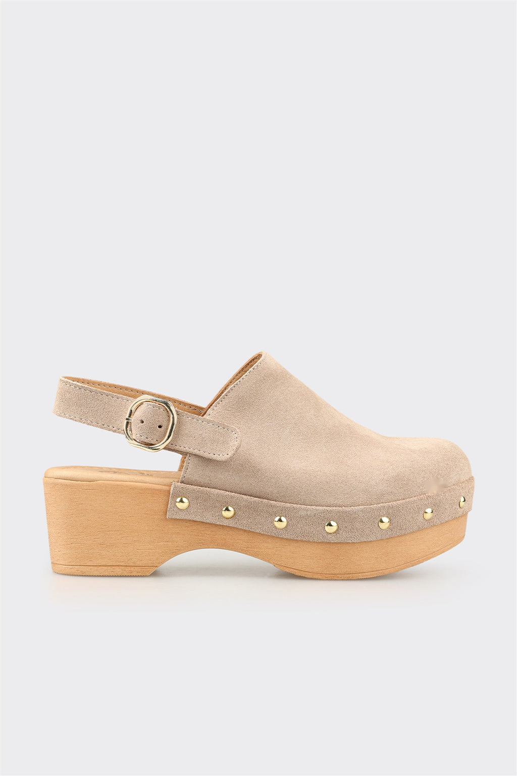Beige Leather Women's Mule