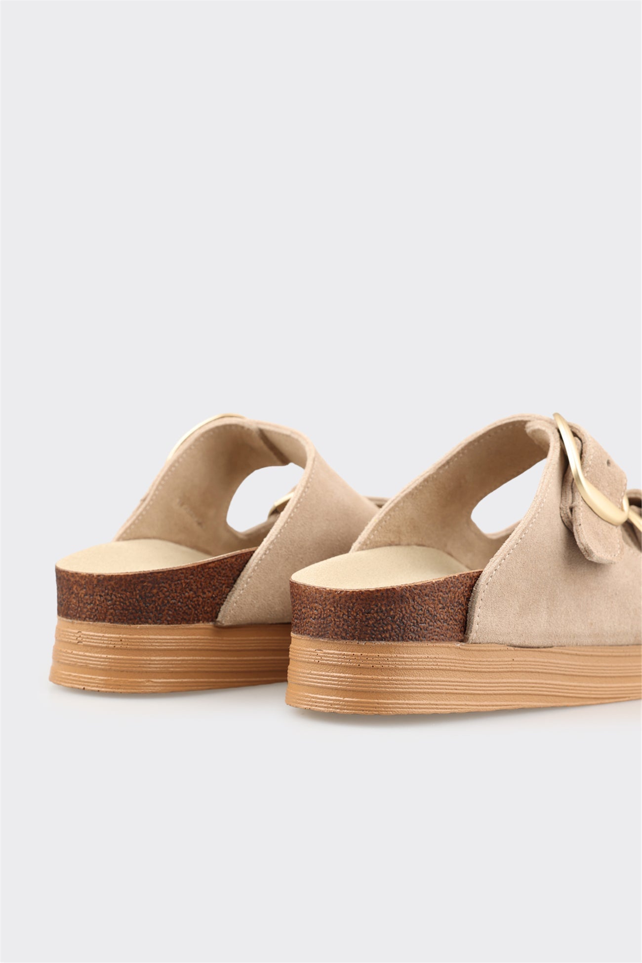 Beige Leather Women's Mule