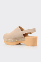 Beige Leather Women's Mule