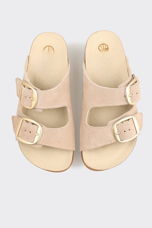 Beige Leather Women's Mule