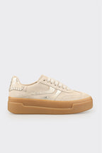 Beige Hayvan Patterned Leather Women's Sneaker