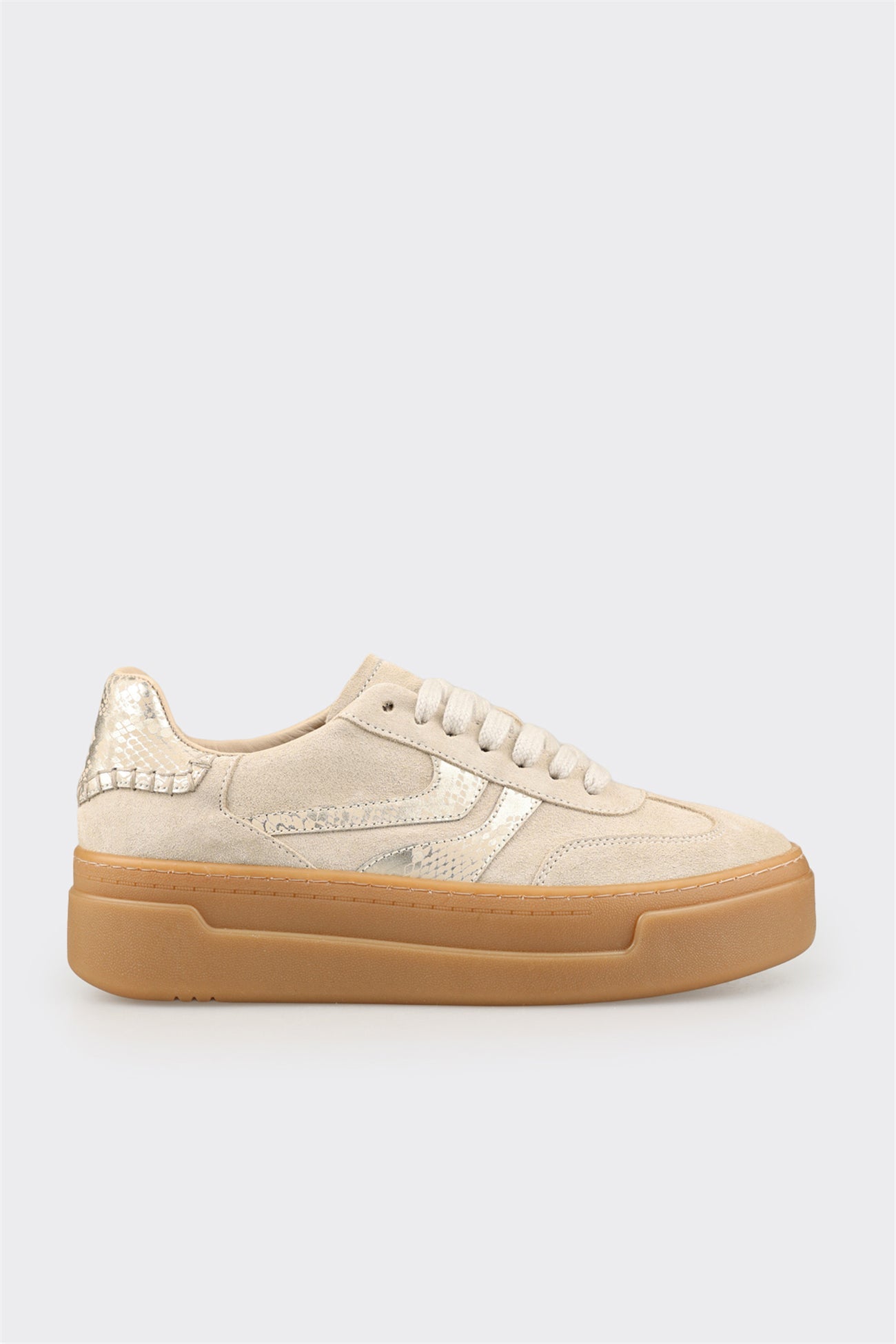 Beige Hayvan Patterned Leather Women's Sneaker