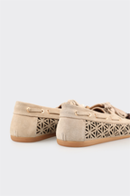 Beige Leather Women's Casual Shoe
