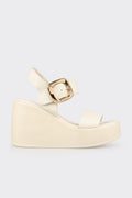Ekru Leather Women's Wedge Sandal