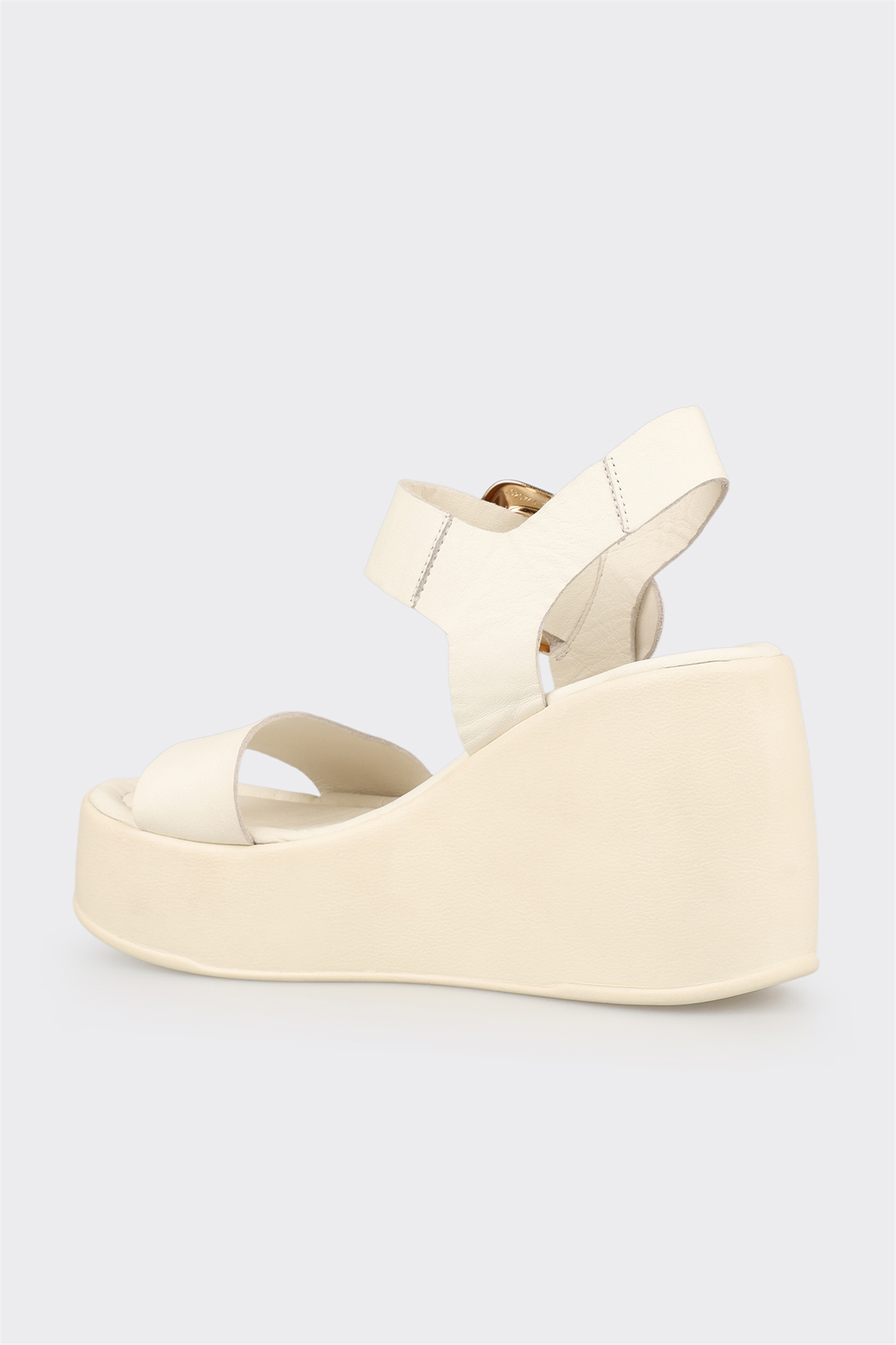 Ekru Leather Women's Wedge Sandal