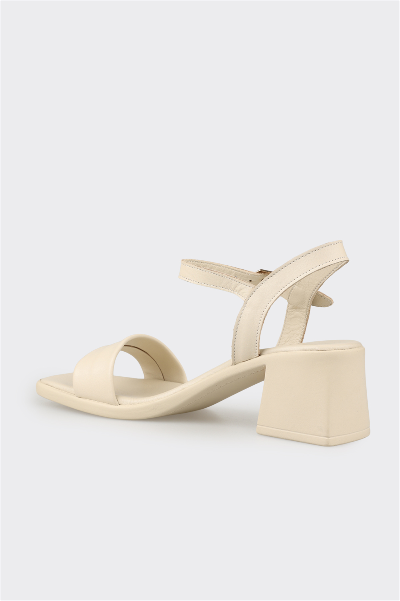 Ecru Leather Women's Heeled Sandal