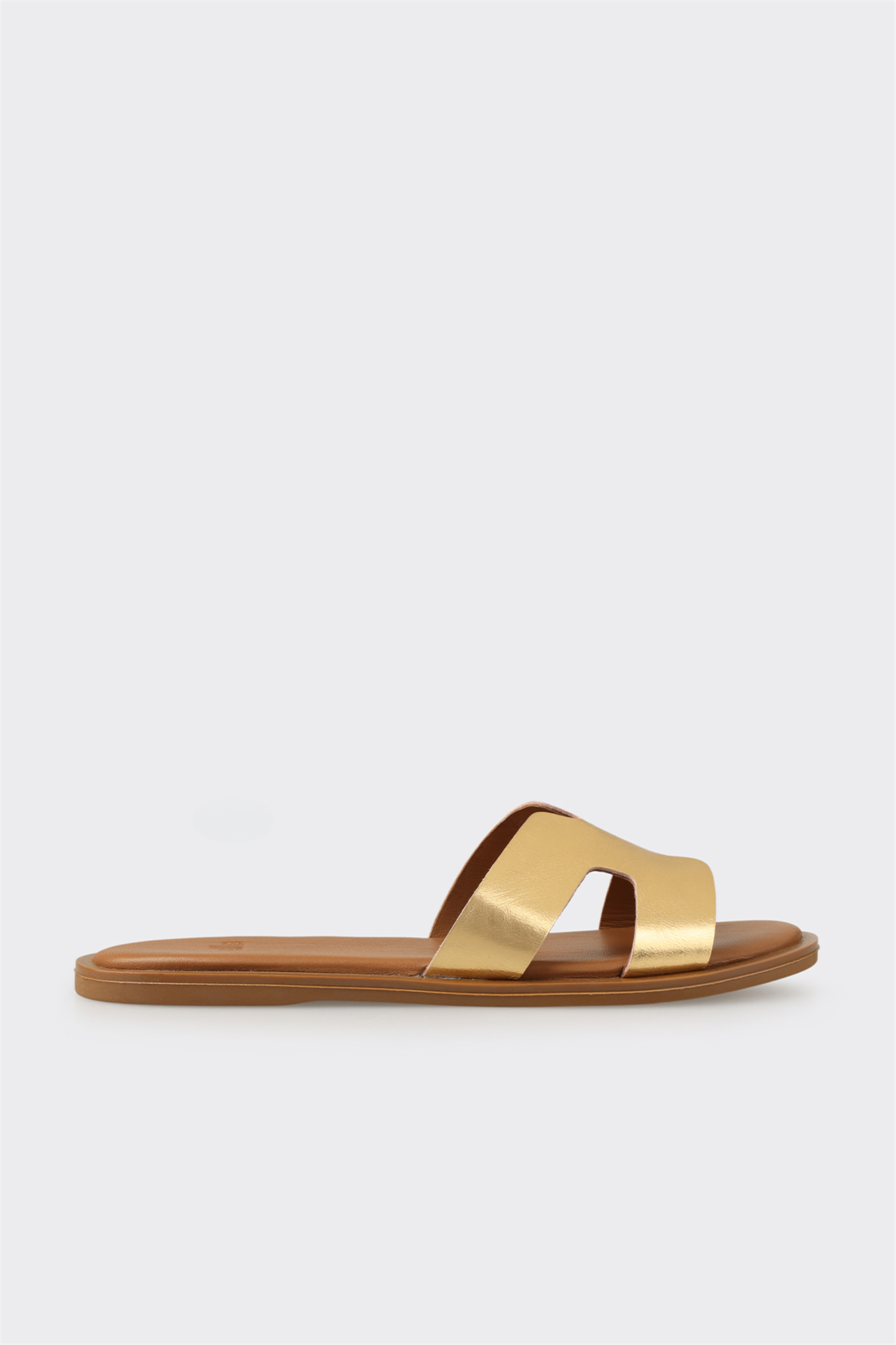 Gold Leather Women's Flat Mule