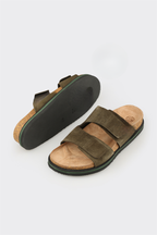 Khaki Leather Men's Mule
