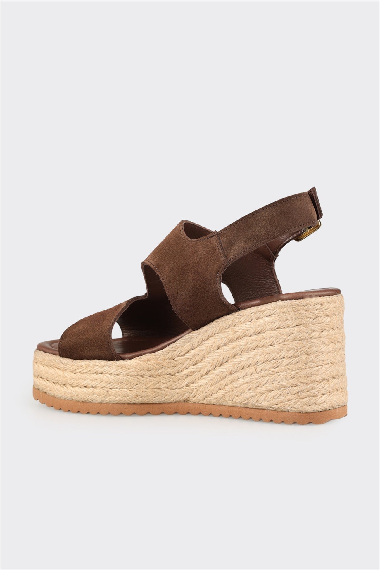 Brown Leather Women's Wedge Espadrille