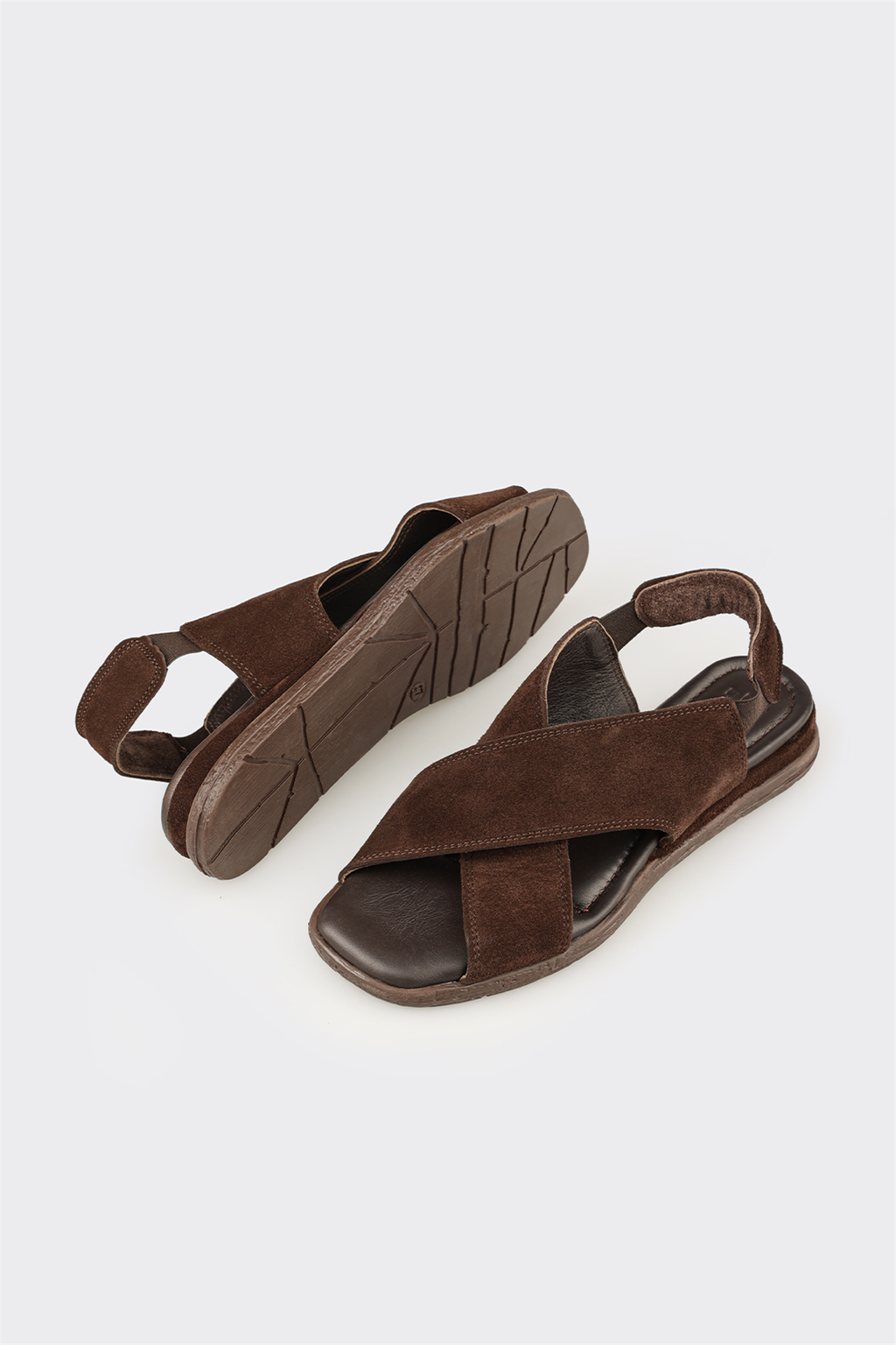 Brown Leather Women's Flat Sandal