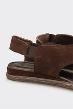 Brown Leather Women's Flat Sandal