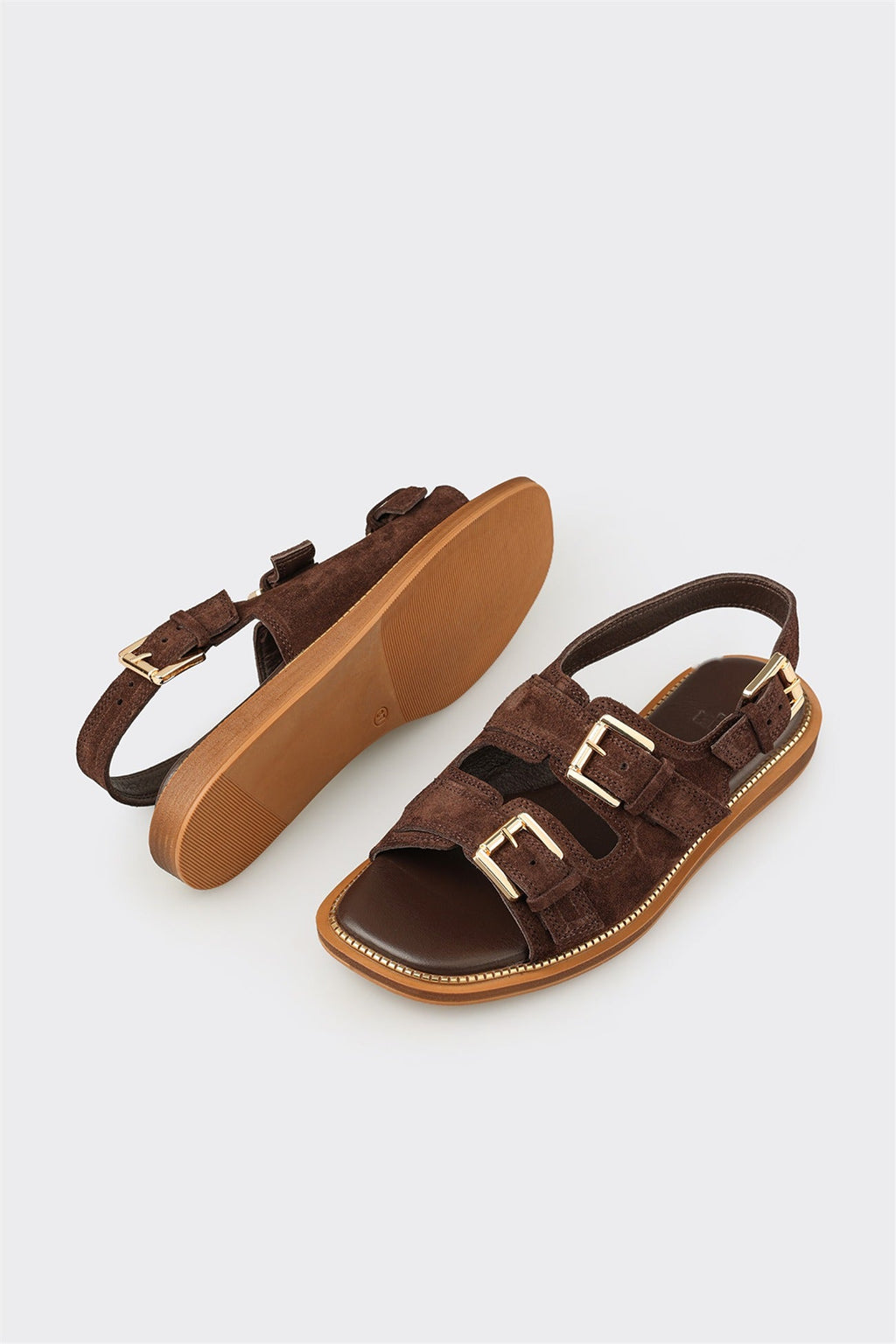 Brown Leather Women's Flat Sandal