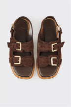 Brown Leather Women's Flat Sandal