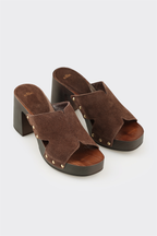 Brown Leather Women's Mule