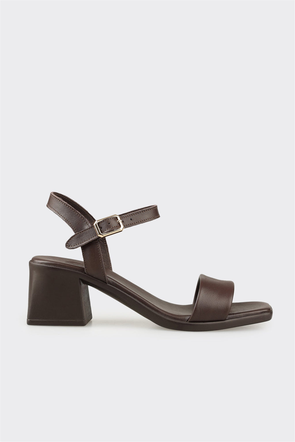 Brown Leather Women's Heeled Sandal